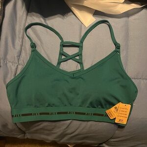 PINK brand green padded sports bra